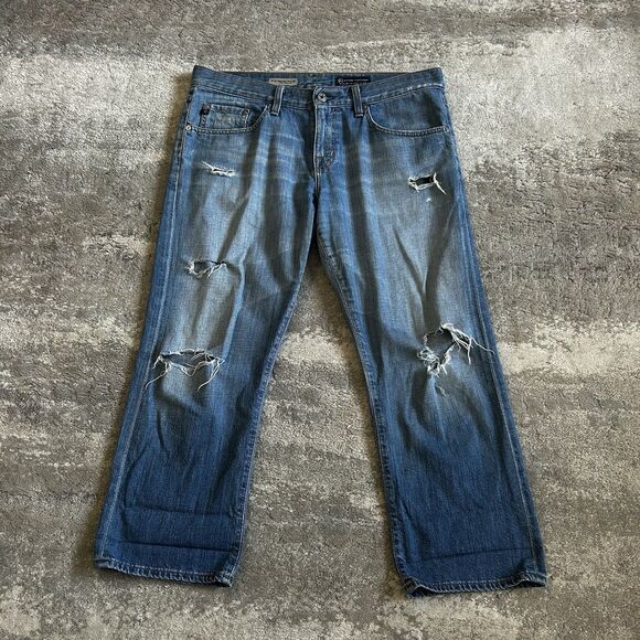 AG Jeans Womens 31 Adriano Goldschmied Ex-Boyfriend Crop Denim Blue USA 35x26 - Picture 1 of 10
